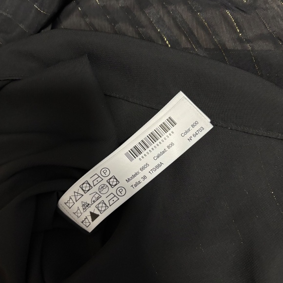 Massimo Dutti | Women's Black Sheer Metallic Striped Dress - Picture 9 of 11